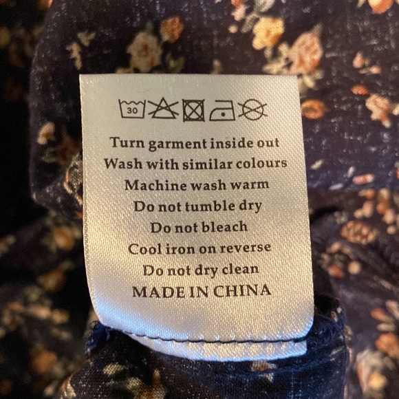 Navy blue floral print shirt sleeved dress - Picture 6 of 8